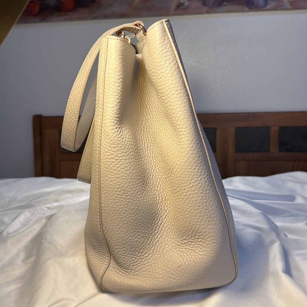 Dange Dover Allyn Leather Laptop tote bag / Bone Large 14 inches - Picture 5 of 14